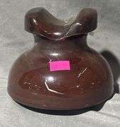 Ohio Brass Company Brown Ceramic Electrical Insulator with Maker’s Mark, 5×4″