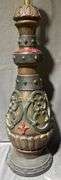 Table Lamp with Carved and Painted Base, 43” Tall