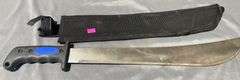 Machete with Rubberized Handle and Nylon Sheath, 18″