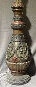 Table Lamp with Carved and Painted Base, 43” Tall