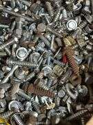Metal Hardware Components Including Bolts, Screws, and Hinges