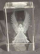 3D Etched Crystal with Angel Design in Original Giftco Box