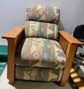 Upholstered Recliner & Barbers Booster Seat for a Child