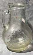 Glass Pitcher with Embossed Clipper Ship, 7” Tall