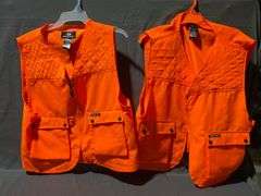 Two Blaze Orange Mossy Oak Vests, Small/Medium and Large/Extra Large