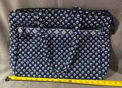 Vera Bradley Quilted Fabric Tote Bag with Blue and White Pattern, 15″