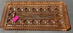 Pink Depression Glass Tray with Patterned Design, 8×4″