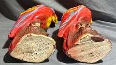 Carnival Chalkware Parrots Marked “Fall Festival Lakeville, Indiana 1952” 13.5” Tall