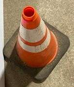 Orange Traffic Cone with Reflective Stripes and Rubber Base