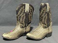 Three Pairs of Boots Including Durango size 10, Woodstock Boots size 11 , and Unmarked Cowboy Boots size 11 1/2