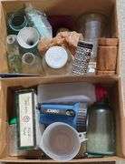 Glass and Plastic Containers With Flashlight and Cigar Box