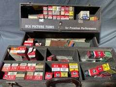 RCA Electronics Tube Storage Case with Various Tubes
