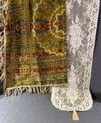 Lace and Floral Table Runner & Fringed Multicolor Rug  70”, 50”