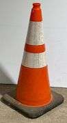 Orange Traffic Cone with Reflective Stripes and Rubber Base