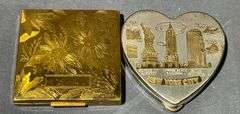 Elgin American Gold-Tone Compact and New York City Heart-Shaped Compact