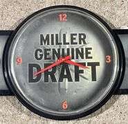 Miller Genuine Draft Light-Up Wall Clock with Side Panels 52×12″