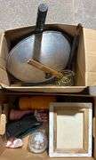 Household Items Including Wok and Kitchen Utensils