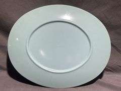 Fostoria Turquoise Oval Serving Platter, 12.5” x 10”