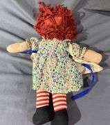 Raggedy Ann Cloth Doll with Printed Tag and Button Eyes, 18″