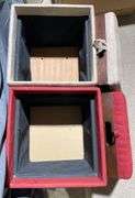 Fabric-Covered Storage Ottomans with Removable Lids, 17x17x17”