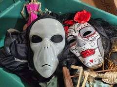 Masks, Skeleton Figures, and Plastic Drinkware