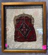 Women’s Beaded Coin Purse with Ornate Metal Clasp in Glass-Front Frame