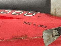 1950s Japanese F-80 Tin Friction Toy Airplane, 6” Long with 8” Wingspan