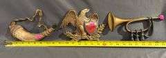 Sexton USA Cast Metal Wall Hangings: Eagle, Powder Horn, and Bugle