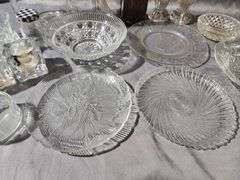 Glassware and Bottles with Pressed and Etched Designs