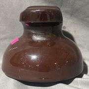 Ohio Brass Company Brown Ceramic Electrical Insulator with Maker’s Mark, 5×4″