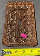 Pink Depression Glass Tray with Patterned Design, 8×4″