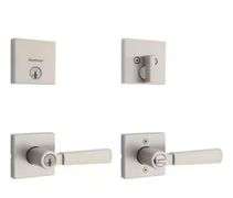 Kwikset
Perth Keyed Entry Handle and Single Cylinder Deadbolt Combo Pack featuring SmartKey Security in Satin Nickel