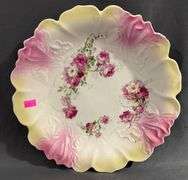 Porcelain Plate with Pink and Yellow Gradient and Floral Design
