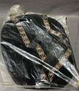 Embroidered Black Fabric Piece with Colorful Beaded Design, 17”x13”