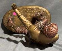 Bronze-Tone Football Player Sculpture, Marked AP3675 10.5” Tall