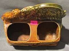McCoy Pottery Dog and Cat at the Water Wheel, 7x4x7″