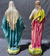 Religious Figurines Depicting Virgin Mary and Sacred Heart of Jesus chipped