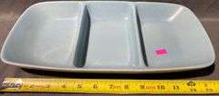 Blue Three-Compartment Divided Serving Tray, 15″