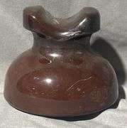 Ohio Brass Company Brown Ceramic Electrical Insulator with Maker’s Mark, 5×4″