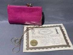 Judith Leiber Pink Leather Clutch with Gold-Toned Strap, 9″