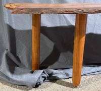 Live Edge Wood Bench With Four Tapered Legs, Approx 82” Long