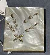Brass and Mother-of-Pearl Compact with Leaf Design