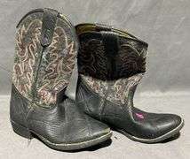 Three Pairs of Boots Including Durango size 10, Woodstock Boots size 11 , and Unmarked Cowboy Boots size 11 1/2