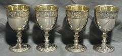 Four Heckman Industries Tarnish Protected Goblets, 5” Tall