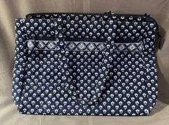 Vera Bradley Quilted Fabric Tote Bag with Blue and White Pattern, 15″