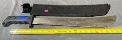 Machete with Rubberized Handle and Nylon Sheath, 18″
