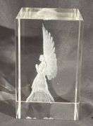 3D Etched Crystal with Angel Design in Original Giftco Box