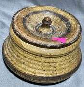 Stoneware Jar with Lid in Speckled Glaze Finish, 5×3″