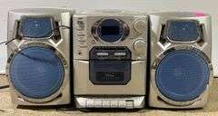 Compact Audio System with CD, Radio, Cassette, and Detachable Speakers