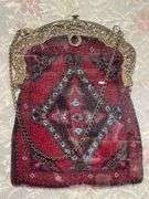 Women’s Beaded Coin Purse with Ornate Metal Clasp in Glass-Front Frame